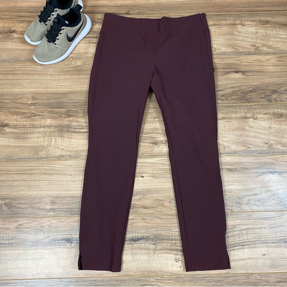 Athleta Burgundy Ankle Cropped Pants Sleek Stretchy Design